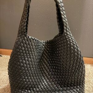 Elegant Black Woven Tote Bag